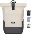 Wasserdichte Rolltop Reisetasche Beige Grau Laptopfach