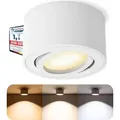 SSC-LUXon CELI-1WM kleiner Aufbau Deckenspot LED schwenkbar - mit tauschbarem LED Modul 4W drei einstellbaren Lichtfarben 3CCT - Aufputz Spot weiß... - Weiß