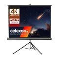 celexon Economy Stativ-Leinwand schwarz 80" | 158x118 cm 4:3 | mobil transportable 4K, Full-HD Beamerleinwand mit manuellem Rollauszug für Heimkino, Büro & Outdoor | inkl. Standfuß + Tragegriff