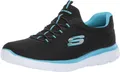 Skechers Damen Summits 12980 Turnschuhe, Black Mesh/ Turquoise Trim, 38.5 EU