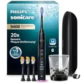 Philips Sonicare DiamondClean Smart 9400 elektrische Zahnbürste, Schallzahnbürste mit App, Drucksensor, Bürstenkopferkennung, 4 Putzmodi und 3 Intensitätsstufen, Schwarz, Modell HX9918/89