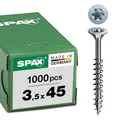 SPAX Schrauben mit T-STAR plus Senkkopf, Teilgewinde, Blank Verzinkt, 3,5 x 45 mm, 1000 Stück