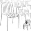 tectake® Gartenstühle stapelbar, Gartenmöbel Set, Balkon Möbel, Bistro Set, Sessel, Outdoor Möbel, Balkonmöbel, Terrassenmöbel - weiß, 6er Set
