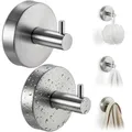 cleanan Saugnapf Haken Edelstahl für Dusche & Bad - Vakuum Handtuchhalter Ohne Bohren - Wandhaken für Glas & Fliesen - Saughaken für Handtücher & Bademantel (2 Stück, Silber)