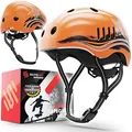 SKATEWIZ Fahrradhelm | Helm Fahrrad, Leichter Skaterhelm, Mountainbike Helm, Größe L in Orange, Fahrradhelm Herren, Fahrradhelm Männer