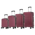 YONSLY Premium Reisekoffer, TSA-Schloss YKK-Reißverschluss Hartschalen-Koffer Trolley Kabinenkoffer Rollkoffer Suitcase Handgepäck 4 Rollen (Wein rot, S-M-L-XL-Set)