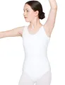 tanzmuster Kinder Ballett Trikot Lissy mit breiten Trägern in weiß, Größe 104/110