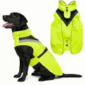 Lautus Pets Wasserdichter Hunderegenmantel, reflektierenden Sicherheitsstreifen & Leinenöffnung – Leichte, Jacke für mittelgroße Hunde - XL, Gelb