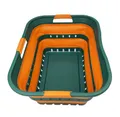SAMMART 42L Faltbarer Wäschekorb aus Kunststoff – Faltbarer Pop-Up-Aufbewahrungsbehälter/Organizer – tragbarer Wäschekorb – platzsparender (1, Teal Green/Autumn leaf)