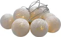 Raphia Lichterkette mit 10 LED Kugeln - Batterie betrieben - Farbe: weiß