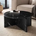 FineBuy Couchtisch 70x70x33 cm Schwarz Sofatisch Modern Design Wohnzimmertisch Rund Loungetisch Groß Kaffeetisch Beistelltisch