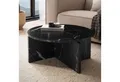 FINEBUY Couchtisch FB59734 70 cm Wohnzimmertisch Sofatisch Rund Groß Kaffeetisch (70x70x33 cm MDF, Wohnzimmertisch Marmor Optik), Sofatisch Schwarz Modern, Kaffeetisch Groß Rund