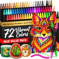 Artistro 72 Acrylstifte für Stein, Stoff, Holz, Glas, Basteln, Dekoration – Dual Tip (Dot & Fein) Acrylmarker für Teenager, Enkelkinder und Kinder – Bastel- & Kunstbedarf Set – Tolles Geschenk