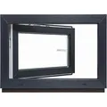 Framelux Kunststofffenster Slimline Anthrazit 3-Fach Verglasung 900 x 500 mm Linksanschlag