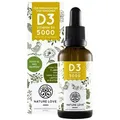 Nature Love® Vitamin D3 5000 | 50ml flüssig | labore 5000 I.E. (125 μg) pro Tropfen | in MCT-Öl aus Kokos | sehr hohe Stabilität | hochdosiert