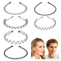 6 Stück Haarreifen Damen Männer Metall Haarband Zickzack Haarreif Welle Schwa...