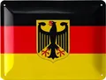 LANOLU Retro Blechschild Deutschland Flagge mit Adler, Souvenir Deutschland, Deutschlandfahne mit Bundesadler 15x20cm
