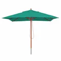 B-Ware Gastronomie Holz-Sonnenschirm MCW-C57, Polyester, eckig 3x3m, blau-grün