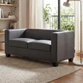 Mendler 2er Sofa Couch Loungesofa Lille - Kunstleder, dunkelgrau