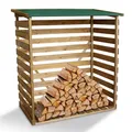 MCombo Kaminholzregal mit Rückwand Brennholzregal Kaminholzunterstand Braun 1200