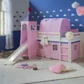 Homestyle4u Hochbett, Weiß, Rosa, Holz, Kinder- & Jugendzimmer, Kindermöbel, Kinderbetten, Hochbetten