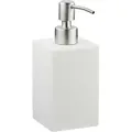 Relaxdays - Seifenspender 300 Ml, Nachfüllbar, Bad, Küche, Flüssigseifenspender Eckig, Polyresin, Edelstahlpumpe, Weiß
