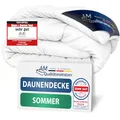 DormiGood Sommerdecke Daunen 220x240cm - Made in Germany - 100% Extraweiche Daunen - Atmungsaktive Daunendecke 220x240 - Oeko-TEX zertifizierte Federbettdecke 220x240cm - Bettdecke 220x240