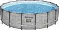 Bestway® Steel Pro MAX™ Aufstellpool Komplett-Set mit Filterpumpe Ø 488 x 122 cm, Steinwand-Optik (Cremegrau), rund