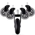 kwmobile Bürostuhl Rollen 5er Set - Hartbodenrollen für Schreibtischstuhl 11mm x 22mm - Stuhlrollen Parkett Bodenschutzrollen - schwarz transparent