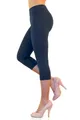 Damen 3/4 Capri Leggings Baumwolle hoher Bund ohne oder mit Taschen Hose kurz