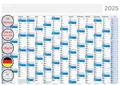 Wandkalender 2025 DIN A1 - 14 Monate - blaues Kalendarium Jahresplaner Kalender