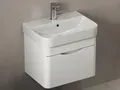 Aqua Bagno | Badmöbel Set Piccolo 2.0, Waschtisch mit Unterschrank, Badezimmerschrank, Keramik, Badschrank | Weiß | 57cm
