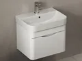 Aqua Bagno Badmöbel-Set Badmöbel Unterschrank mit Waschtisch weiß Hochglanz lackiert, (vormontiert, 2-St., Badmöbelschrank lackiert mit Keramikwaschbecken), einfache Montage, Badschrank