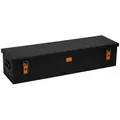 ALUBOX Aufbewahrungsbox Alukiste Outdoorkiste Riffelblech schwarz matt 1.5mm Stärke, Fangbänder im Deckel - umlaufende Dichtung im Deckel schwarz 86 l | 117.5 cm x 25.5 cm x 34 cm