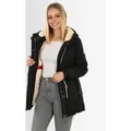 Navahoo Ireliaa Damen Parka – Windabweisende Winterjacke mit Teddyfell & Kapuze - Schwarz