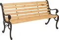 Gartenbank HWC-O25, Sitzbank Parkbank Holzbank 3-Sitzer, Gusseisen Holz Kiefer, 164cm natur