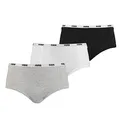 PUMA 3er Pack Damen Unterwäsche Pantys Slips Iconic Mini Shorts, Farbe:Mehrfarbig, Wäschegröße:XL, Artikel:-015 White/Grey/Black