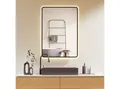 HOKO Badspiegel Antibeschlag LED 50x70 / 60x80 / 70x100 cm mit Metallrahmen (HOCH+QUER Montage. Touch Schalter+Licht Wechsel 2700-6500K, Warmweiß-Kaltweiß-Neutral. Licht mit Touch Schalter und mit Wandschalter einschaltbar, Memory-Funktion. IP44, 5mm HD Glass)