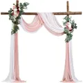 VEVOR Hochzeit Bogen Blumen Set Traubogen Deko mit 2x Blumen 2x Vorhänge Rosa
