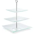 Relaxdays Etagere Glas Edelstahl Transparent Silber 3 Etagen 40 cm x 30 cm x 30 cm 2 kg