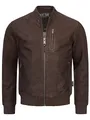 Indicode Herren Captain Lederjacke aus Ziegenleder | Echtleder Jacke Motorradjacke Bikerjacke Dk Brown, M