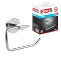 tesa SMOOZ Toilettenpapierhalter, verchromt - WC-Rollenhalter zur Wandbefestigung ohne Bohren, inkl. Klebelösung - 140mm x 100mm x 50mm