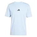 Adidas Men's Essential Three Stripes Single Jersey Tee, Glow Blue/Black, M