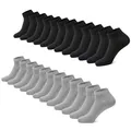 Sneaker Socken Herren Damen 12 Paar Kurze Halbsocken BaumwolleSchwarzGrau3942