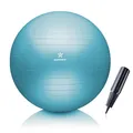 BODYMATE Gymnastikball Sitzball Trainingsball mit GRATIS E-Book inkl. Luft-Pumpe, Ball für Fitness, Yoga, Gymnastik, Core Training, für starken Rücken als Büro-Stuhl ICY Blue 65cm