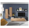 Lomadox Wohnwand BEXLEY-83, (3-St), Eiche Ribbeck Beleuchtung Absetzungen anthrazit 300/200/45 cm