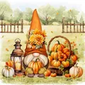 20 Servietten Harvest Gnome - Gartenwichtel mit Kürbisse 33x33cm