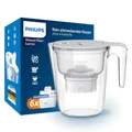 Philips Water Wasserfilterkanne +6 Geschmack+ Ersatzfilterkartuschen schneller Durchfluss elektronischer Timer filtert Chlor Kalk Schwermetalle und Mikroplastik 2,6 L