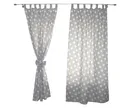 TupTam Kinderzimmer Vorhänge Baby Gardinen mit Schleifen 2er Set, Farbe: Grau/Weiße Sterne, Größe: ca. 155x95 cm