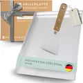 HAVENHAUS Plancha Grillplatte Edelstahl [40x30cm] | Massive Grillplatte 4mm dicke Plancha Grillplatte Gasgrill & Kohlegrill | Edelstahl Plancha 100%